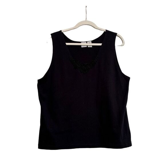 Extra Touch Women’s Black Tank Top Floral V-Neck Size 3X - Picture 1 of 8